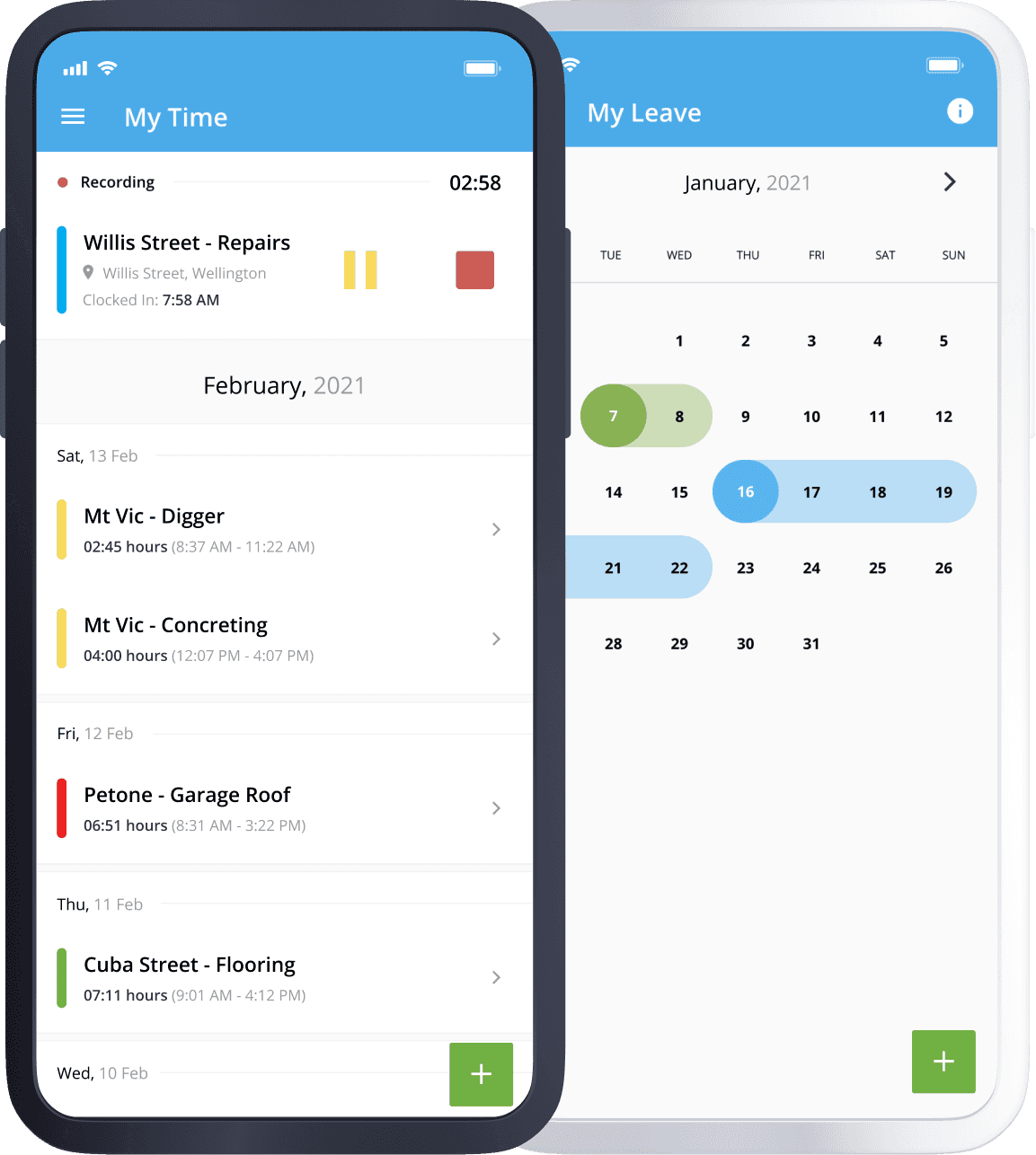 Timesheets, leave, expenses & payslips on mobile